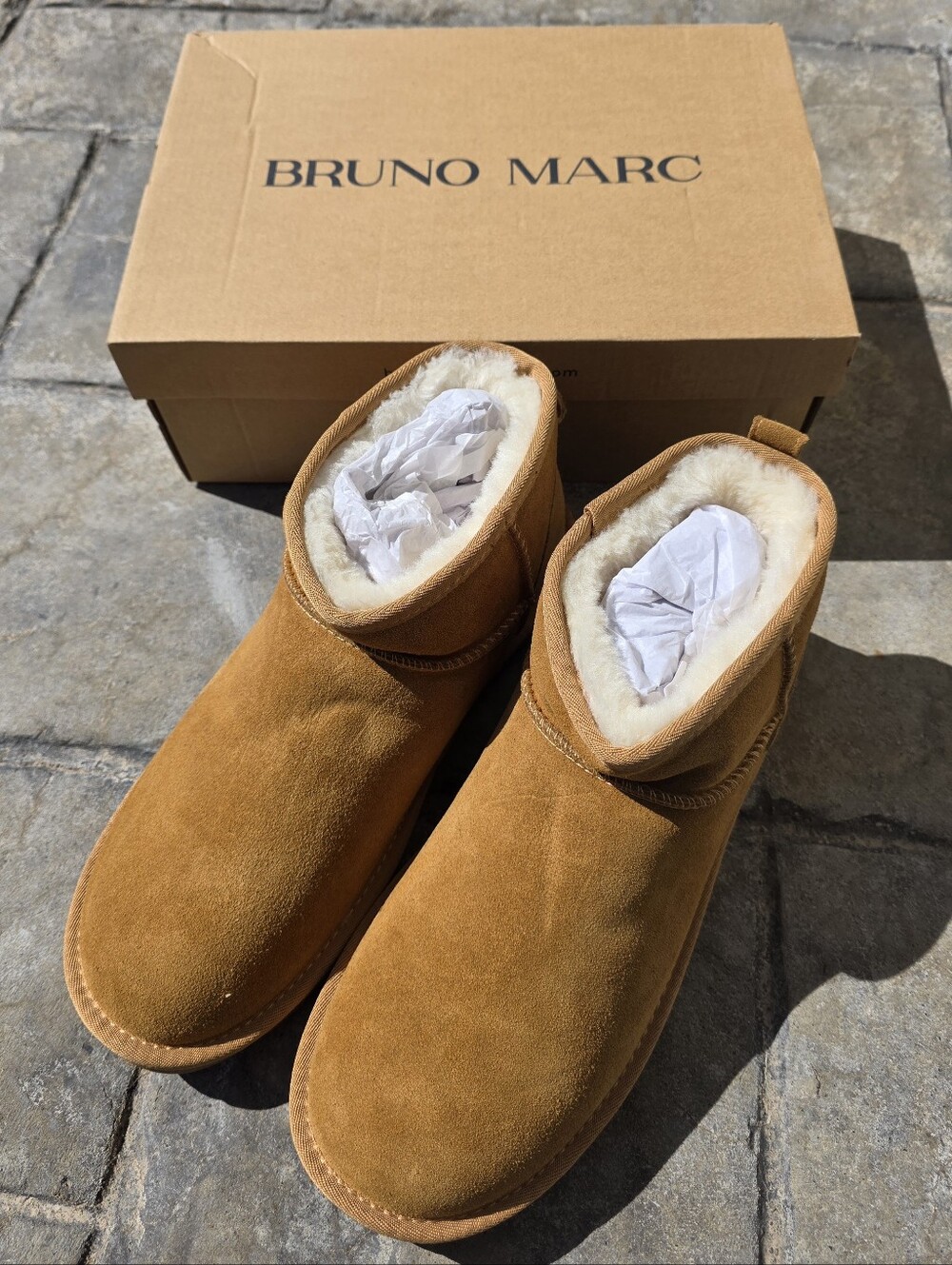 Bruno Marc Men's Suede Faux Fur Short Winter Boot Sz 8 *NWB